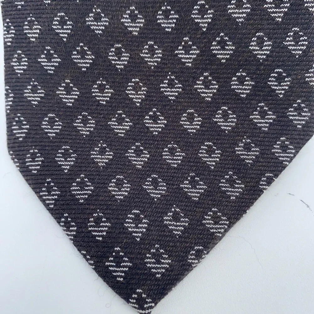 Eton Tie‎ Mens One Size Brown Patterned Silk Classic Luxury Necktie Italy Made